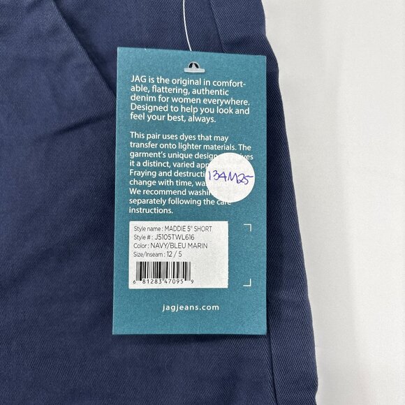 Jag Women's Maddie 5" Inseam Mid Rise Pull-On Bermuda Shorts Navy Size 12 NWT - Picture 5 of 6